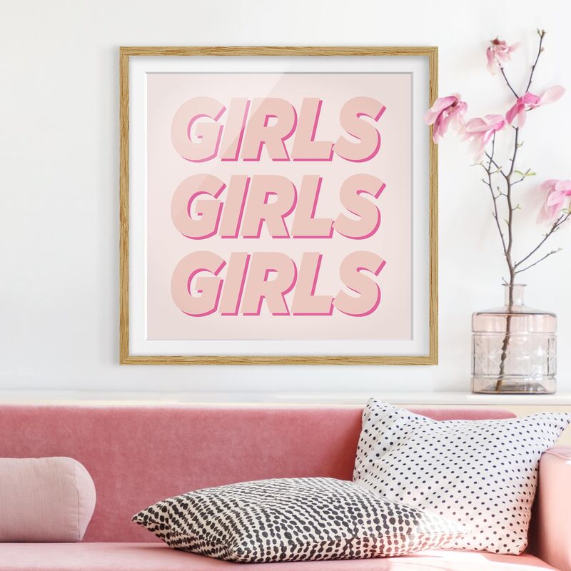 

Póster enmarcado - GIRLS GIRLS GIRLS Dimensión LxA: 30cm x 30cm, Marco: Roble