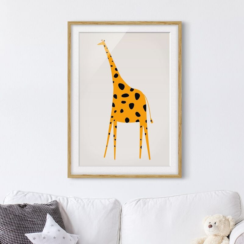 

Póster enmarcado - Giraffa gialla Dimensión LxA: 70cm x 50cm, Marco: Roble