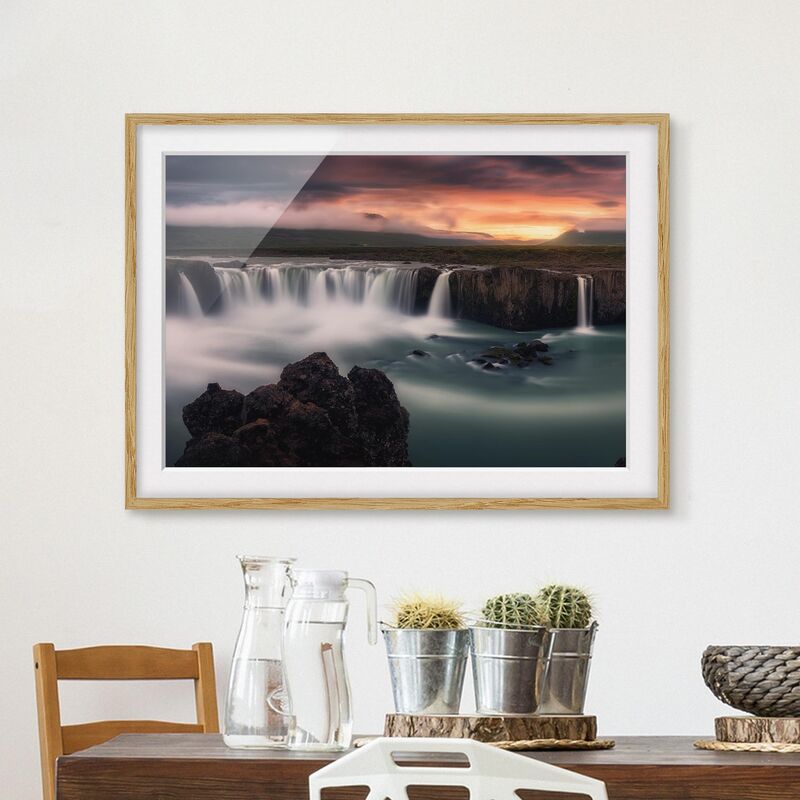 

Póster enmarcado - Goafoss Waterfall In Iceland Dimensión LxA: 18cm x 24cm, Marco: Roble