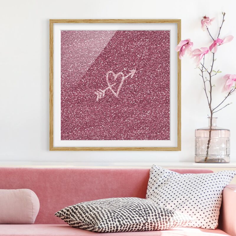 

Póster enmarcado - Glitter Love Dimensión LxA: 70cm x 70cm, Marco: Roble