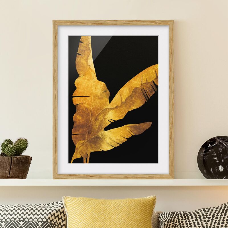 

Póster enmarcado - Gold - Banana Tree On Black Dimensión LxA: 100cm x 70cm, Marco: Roble