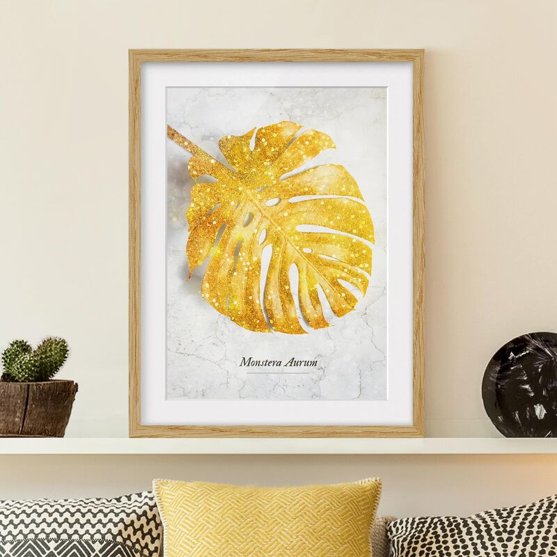 

Póster enmarcado - Gold - Monstera Aurum Dimensión LxA: 24cm x 18cm, Marco: Roble