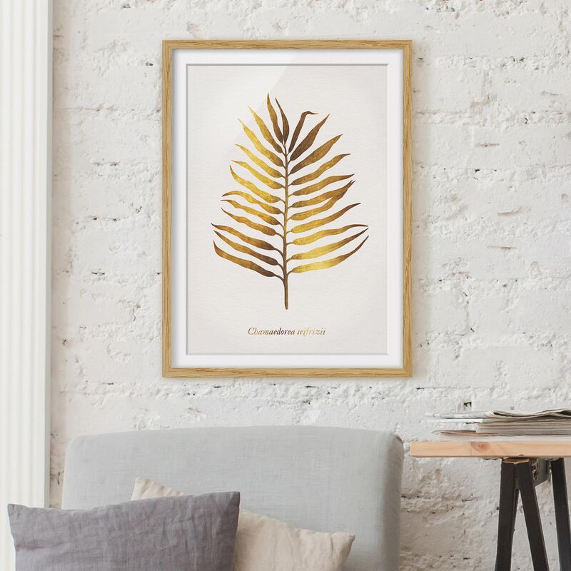 

Póster enmarcado - Gold - Palm Leaf II Dimensión LxA: 24cm x 18cm, Marco: Roble