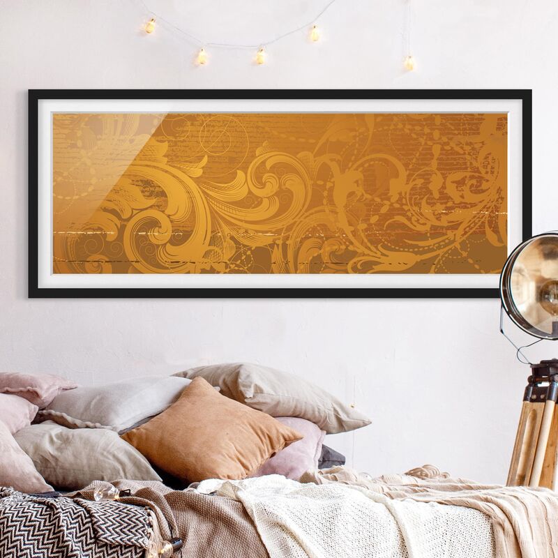 

Póster enmarcado - Oro Barocco Dimensión LxA: 50cm x 130cm, Marco: Negro