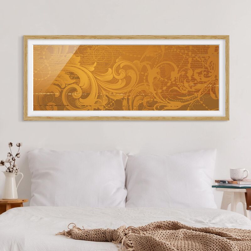 

Póster enmarcado - Oro Barocco Dimensión LxA: 50cm x 130cm, Marco: Roble