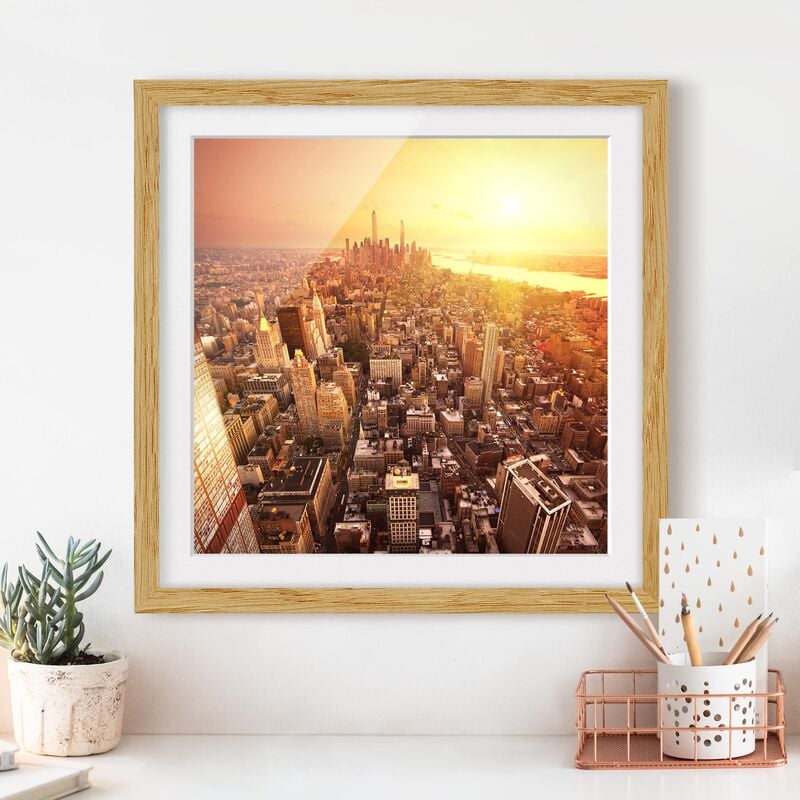 

Póster enmarcado - Golden City Dimensión LxA: 50cm x 50cm, Marco: Roble