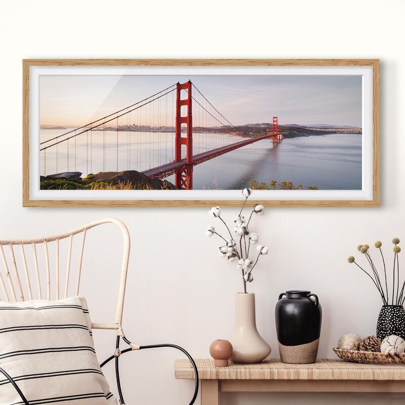

Póster enmarcado - Golden Gate Bridge Di San Francisco Dimensión LxA: 40cm x 100cm, Marco: Roble