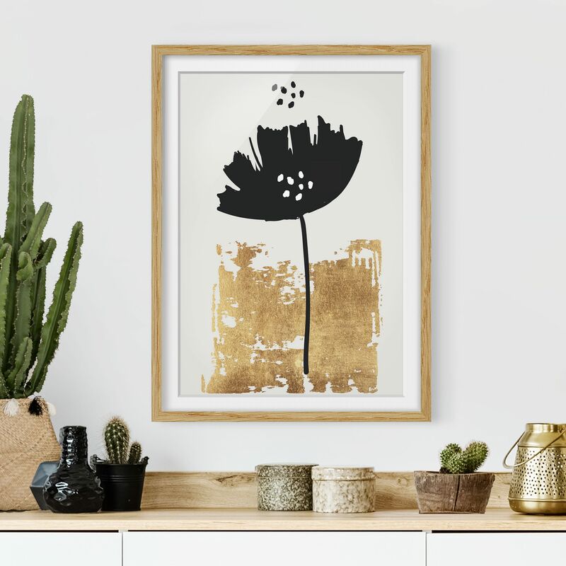 

Póster enmarcado - Papavero dorato Dimensión LxA: 55cm x 40cm, Marco: Roble