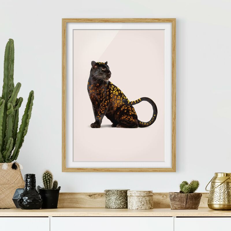 

Póster enmarcado - Panthers d'oro Dimensión LxA: 100cm x 70cm, Marco: Roble
