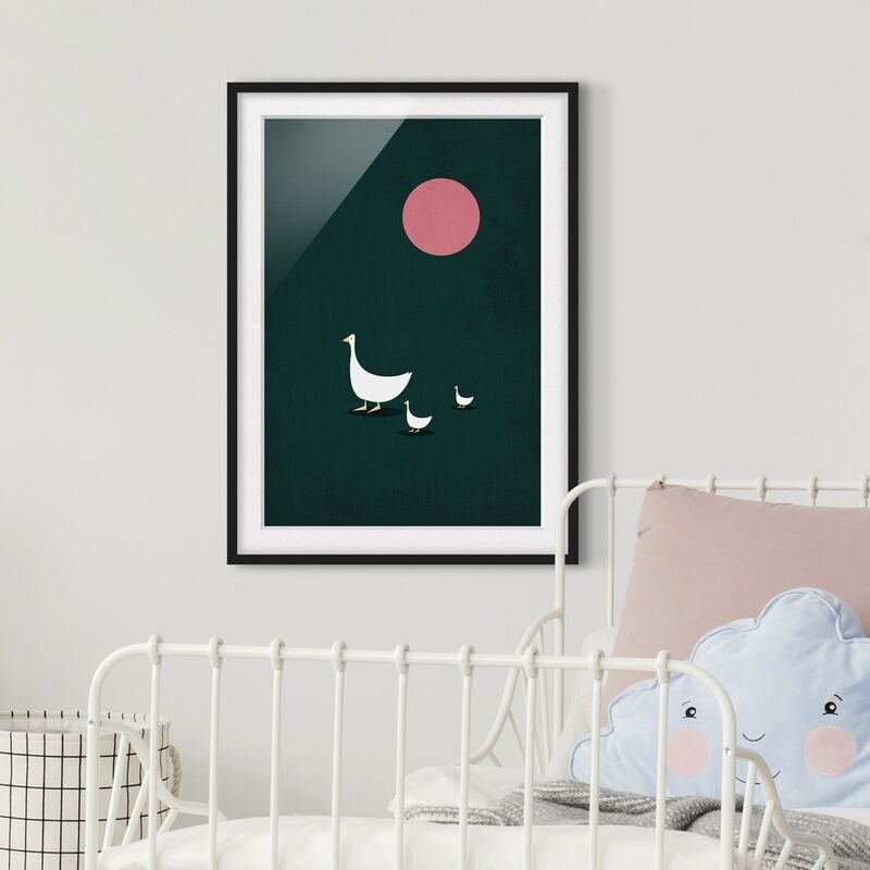 

Póster enmarcado - Famiglia di oche a spasso Dimensión LxA: 55cm x 40cm, Marco: Negro