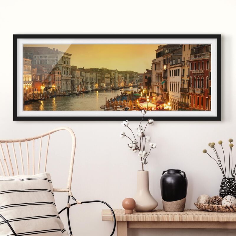 

Póster enmarcado - Canal Grande Di Venezia Dimensión LxA: 30cm x 75cm, Marco: Negro