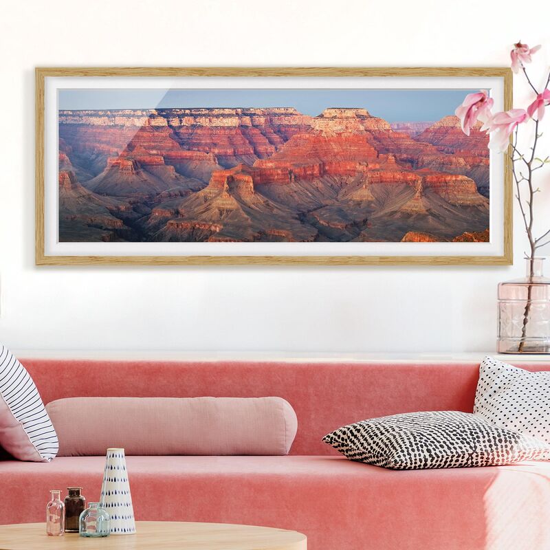 

Póster enmarcado - Grand Canyon Dopo Il Tramonto Dimensión LxA: 50cm x 130cm, Marco: Roble