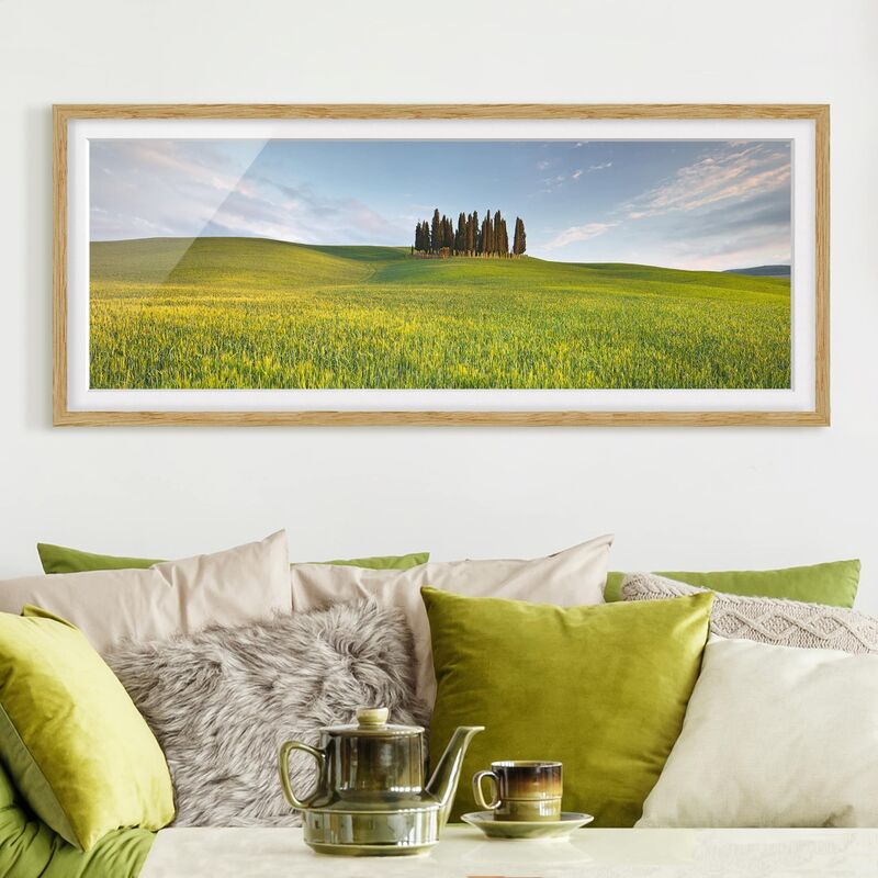 

Póster enmarcado - Campo Verde In Toscana Dimensión LxA: 20cm x 50cm, Marco: Roble