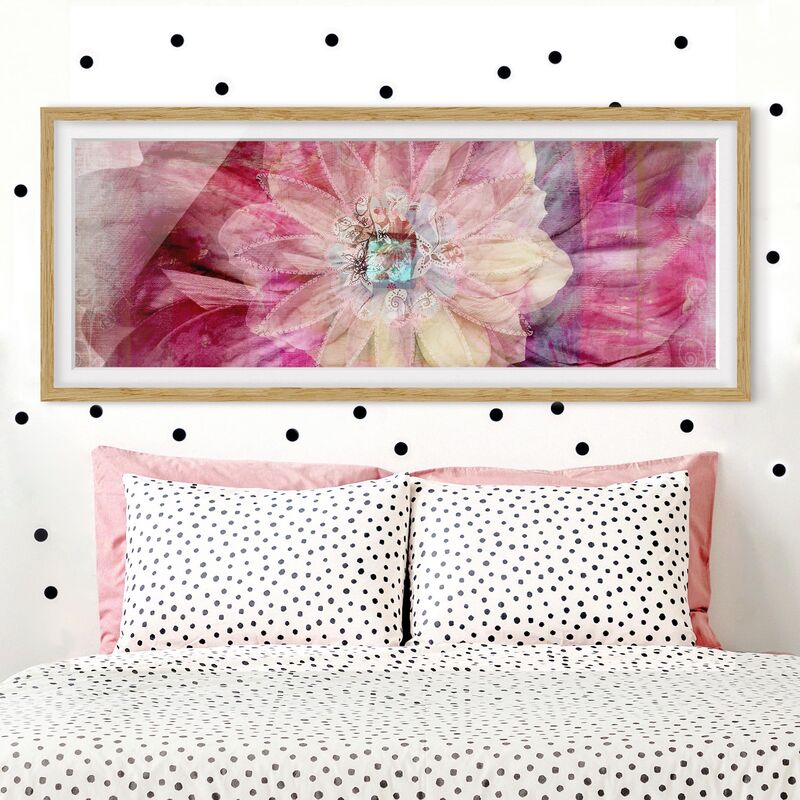 

Póster enmarcado - Grunge Flower Dimensión LxA: 40cm x 100cm, Marco: Roble
