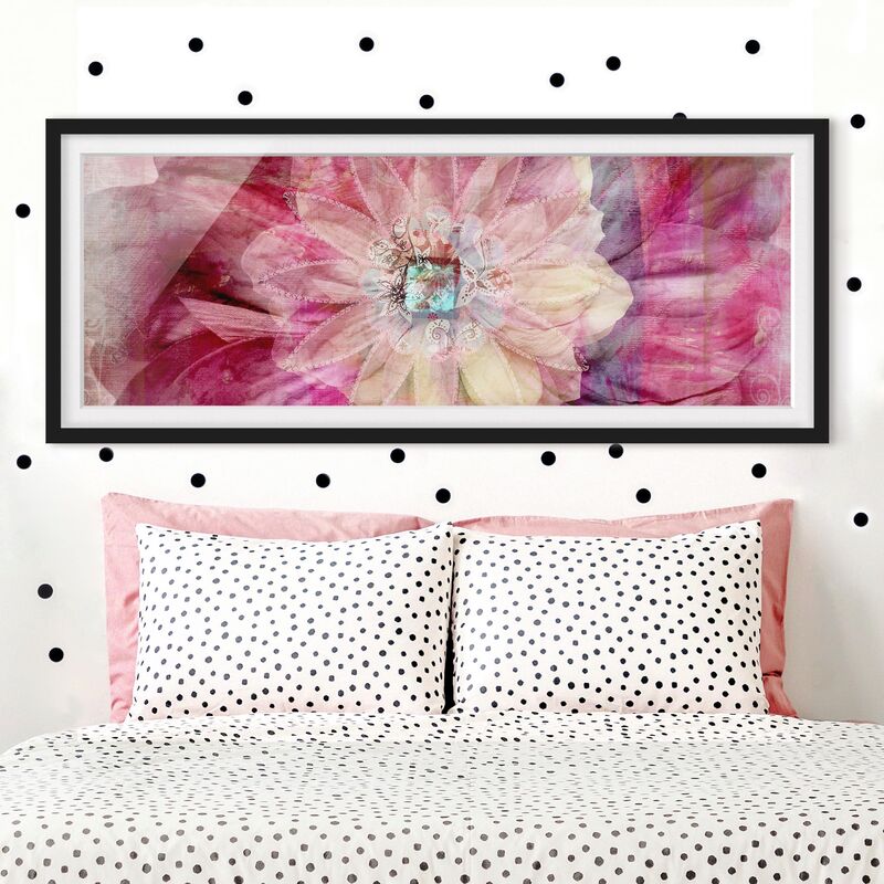 

Póster enmarcado - Grunge Flower Dimensión LxA: 50cm x 130cm, Marco: Negro