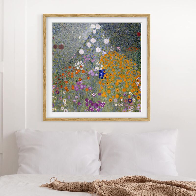 

Póster enmarcado - Gustav Klimt - Cottage Garden Dimensión LxA: 70cm x 70cm, Marco: Roble
