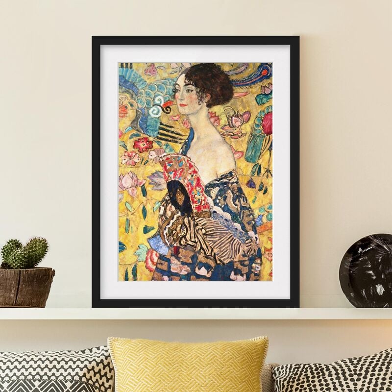 

Póster enmarcado - Gustav Klimt - Donna con ventaglio Dimensión LxA: 100cm x 70cm, Marco: Negro