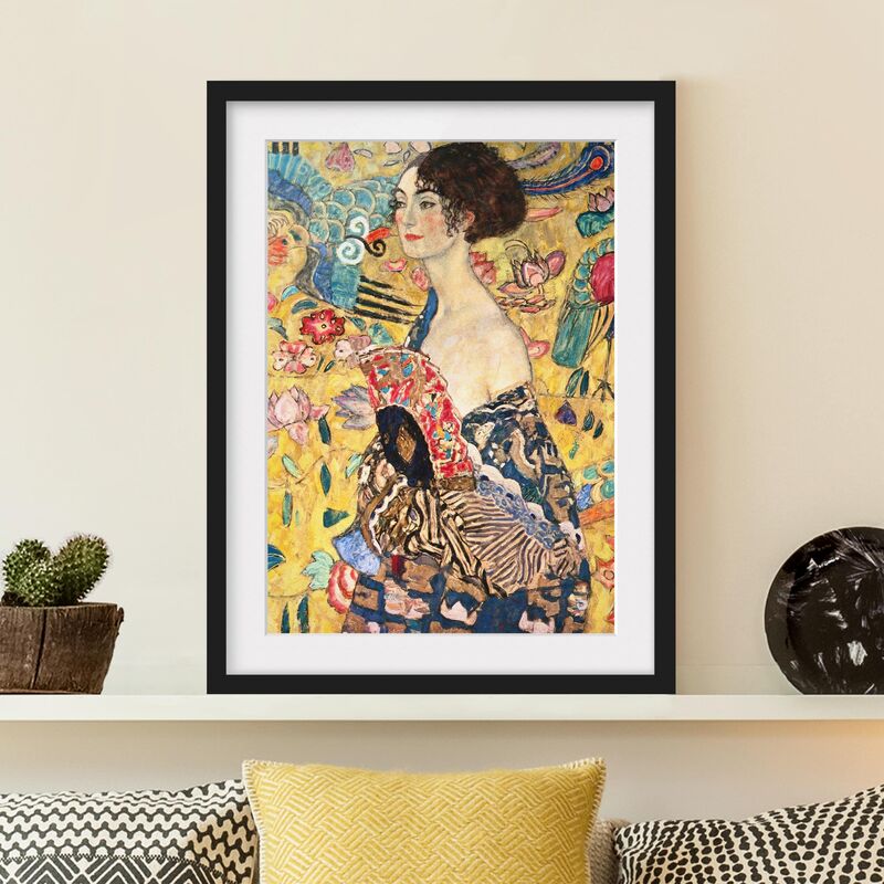 

Póster enmarcado - Gustav Klimt - Donna con ventaglio Dimensión LxA: 40cm x 30cm, Marco: Negro