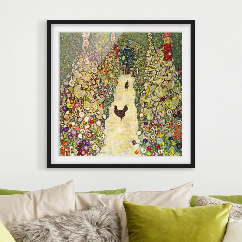 

Póster enmarcado - Gustav Klimt - Garden Path With Chickens Dimensión LxA: 20cm x 20cm, Marco: Negro