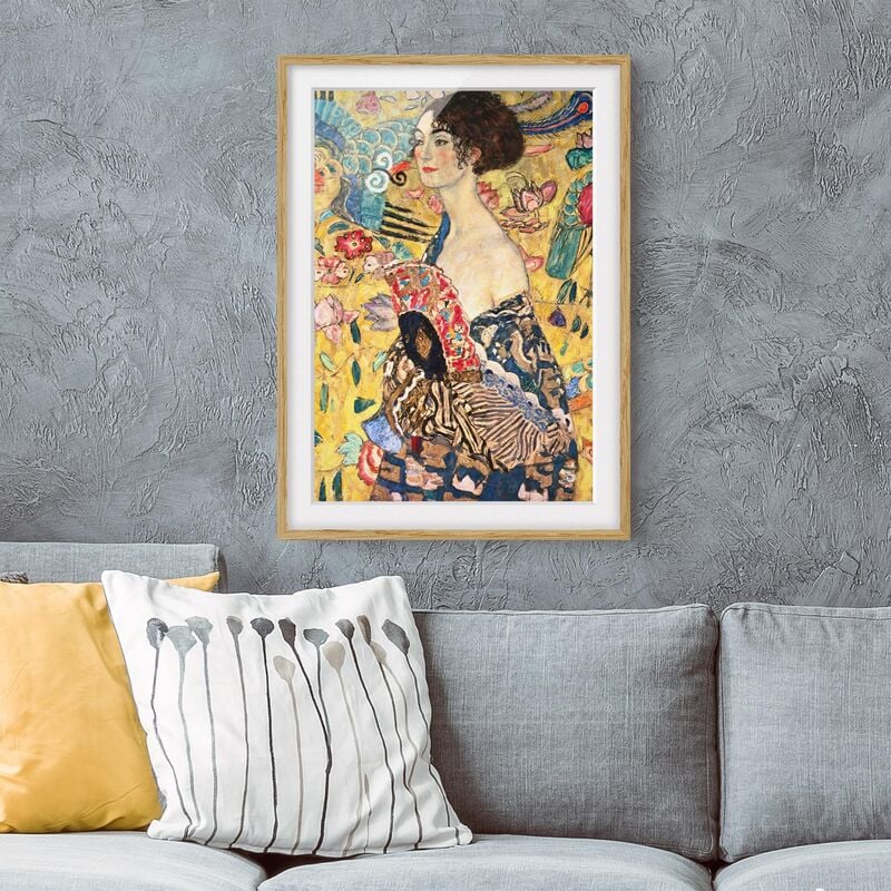 

Póster enmarcado - Gustav Klimt - Donna con ventaglio Dimensión LxA: 70cm x 50cm, Marco: Roble