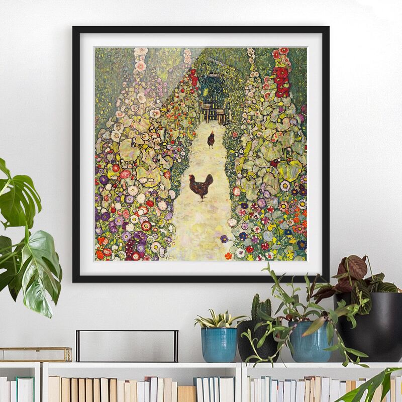 

Póster enmarcado - Gustav Klimt - Garden Way con i polli Dimensión LxA: 70cm x 70cm, Marco: Negro