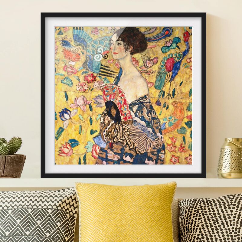 

Póster enmarcado - Gustav Klimt - Donna con ventaglio Dimensión LxA: 50cm x 50cm, Marco: Negro