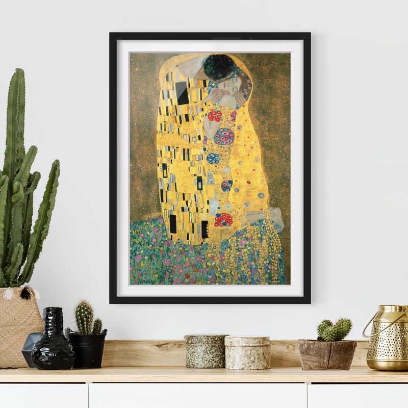 

Póster enmarcado - Gustav Klimt - The Kiss Dimensión LxA: 40cm x 30cm, Marco: Negro