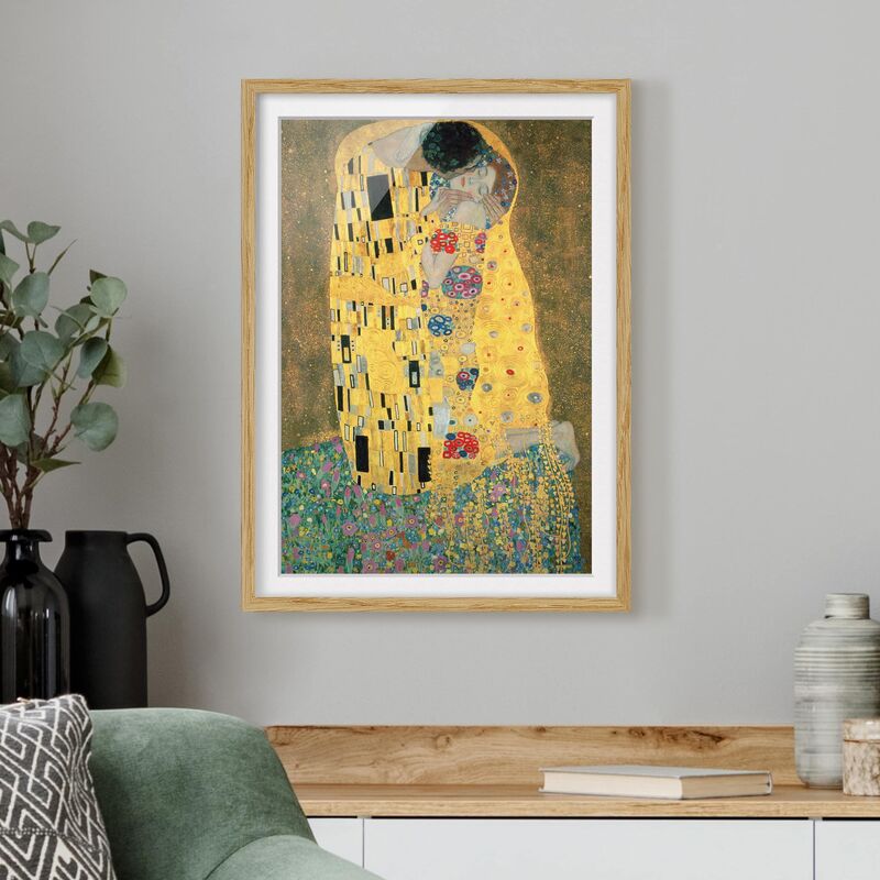 

Póster enmarcado - Gustav Klimt - The Kiss Dimensión LxA: 70cm x 50cm, Marco: Roble