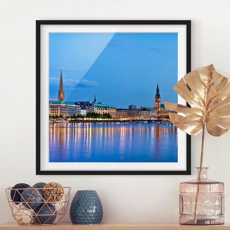 

Póster enmarcado - Hamburg Skyline Dimensión LxA: 70cm x 70cm, Marco: Negro