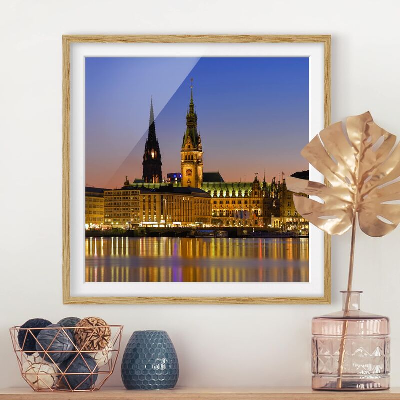 

Póster enmarcado - Hamburg Panorama Dimensión LxA: 50cm x 50cm, Marco: Roble