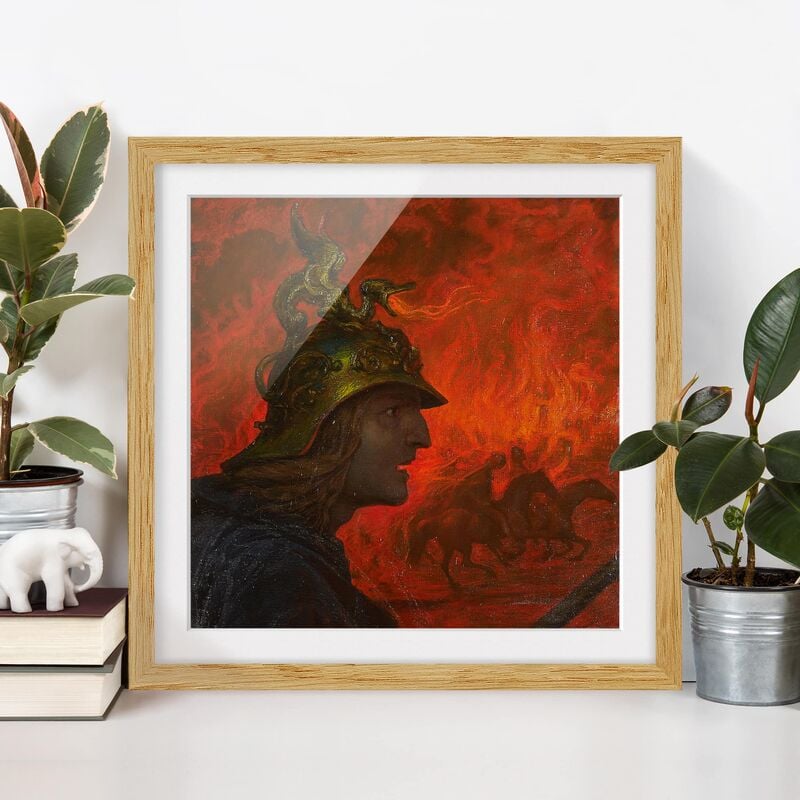 

Póster enmarcado - Hans Thoma - The War Dimensión LxA: 50cm x 50cm, Marco: Roble