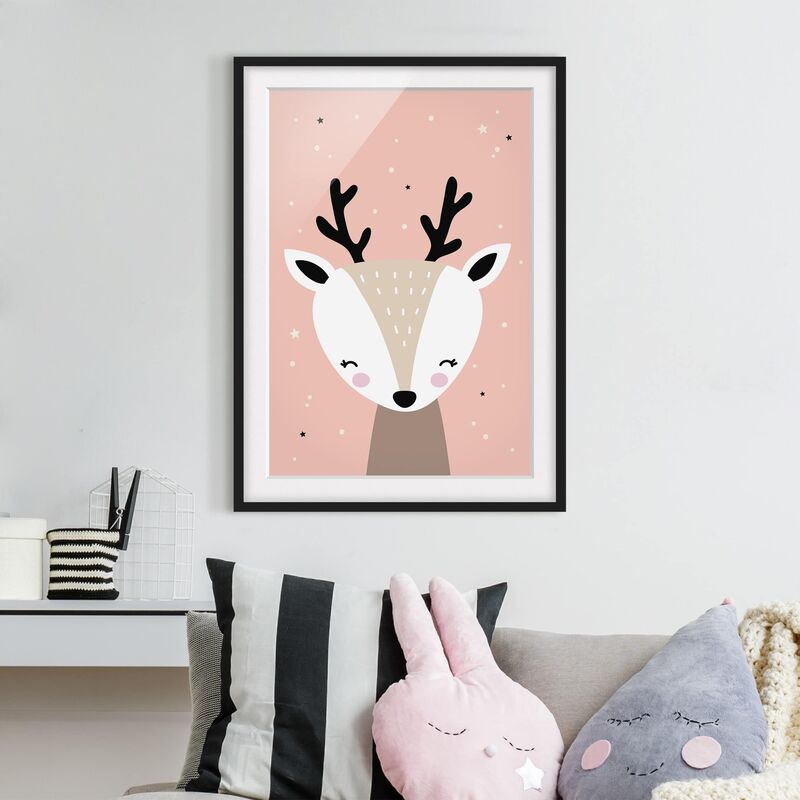 

Póster enmarcado - Happy Deer Dimensión LxA: 24cm x 18cm, Marco: Negro