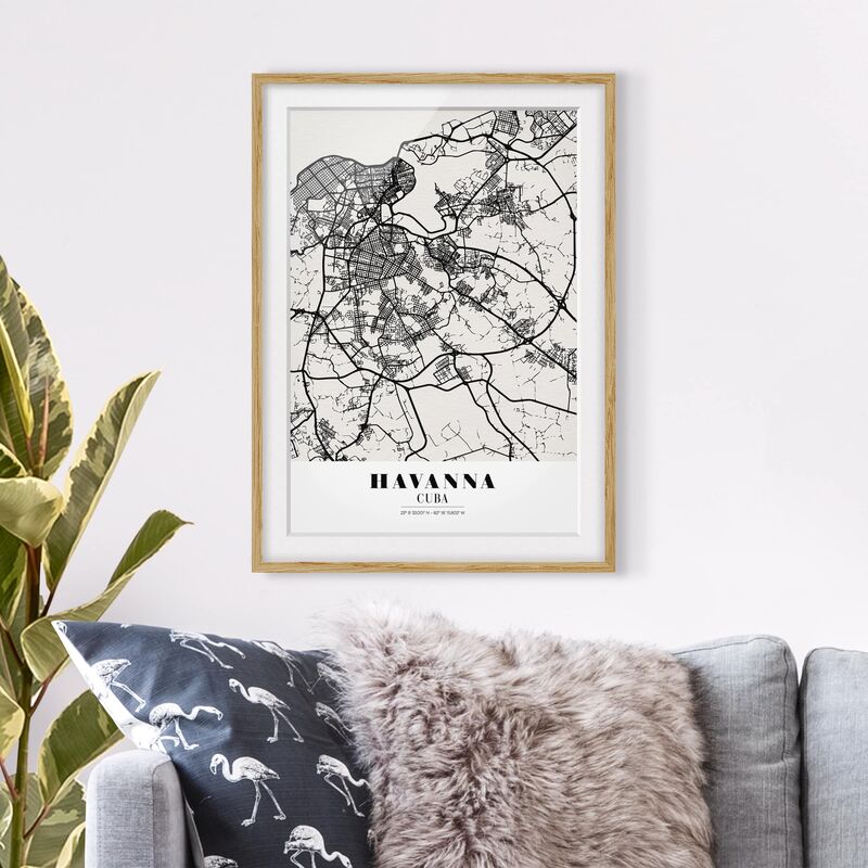

Póster enmarcado - Havana City Map - Classic Dimensión LxA: 24cm x 18cm, Marco: Roble