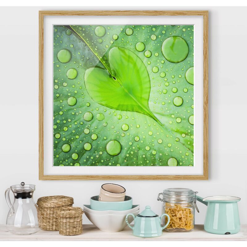 

Póster enmarcado - Heart Of Morning Dew Dimensión LxA: 70cm x 70cm, Marco: Roble