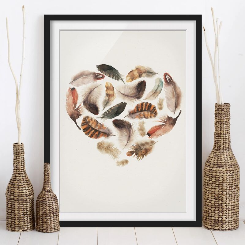 

Póster enmarcado - Heart Of Feathers Dimensión LxA: 70cm x 50cm, Marco: Negro