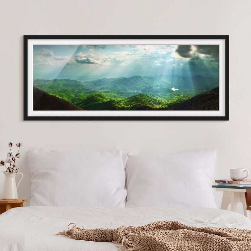 

Póster enmarcado - Celeste Terra Dimensión LxA: 40cm x 100cm, Marco: Negro