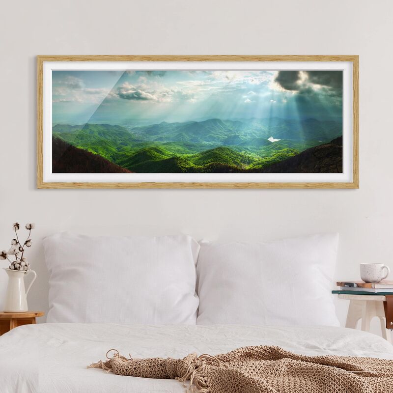 

Póster enmarcado - Celeste Terra Dimensión LxA: 20cm x 50cm, Marco: Roble