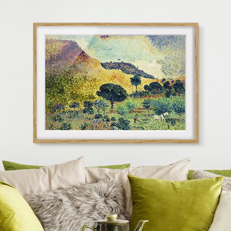 

Póster enmarcado - Henri-Edmond Cross - La Chaine Des Maures Dimensión LxA: 40cm x 55cm, Marco: Roble