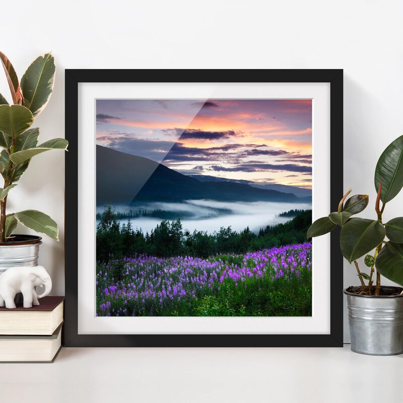 

Póster enmarcado - Heavenly Valley In Norway Dimensión LxA: 70cm x 70cm, Marco: Negro