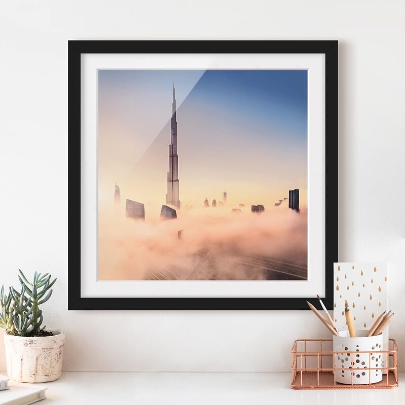 

Póster enmarcado - Heavenly skyline di Dubai Dimensión LxA: 20cm x 20cm, Marco: Negro