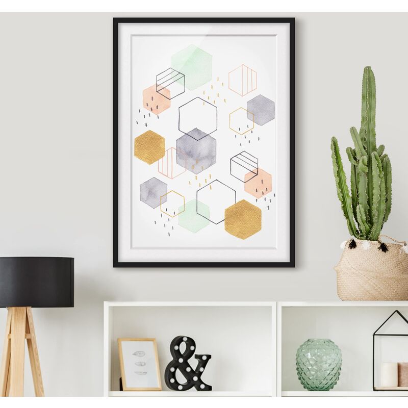 

Póster enmarcado - Esagonale Dispersione I Dimensión LxA: 70cm x 50cm, Marco: Negro