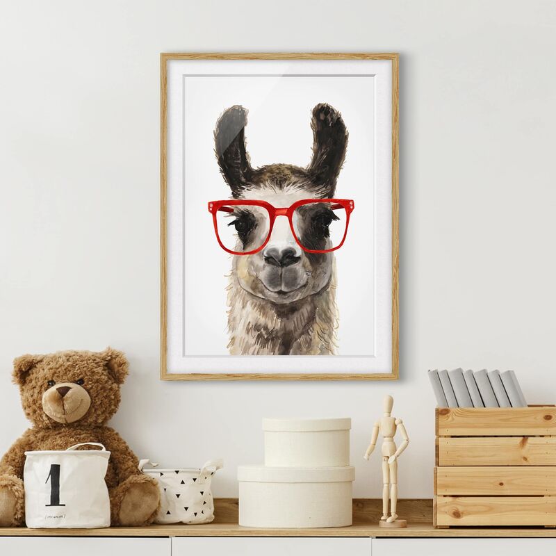 

Póster enmarcado - Hip Lama Con Gli Occhiali Ii Dimensión LxA: 40cm x 30cm, Marco: Roble