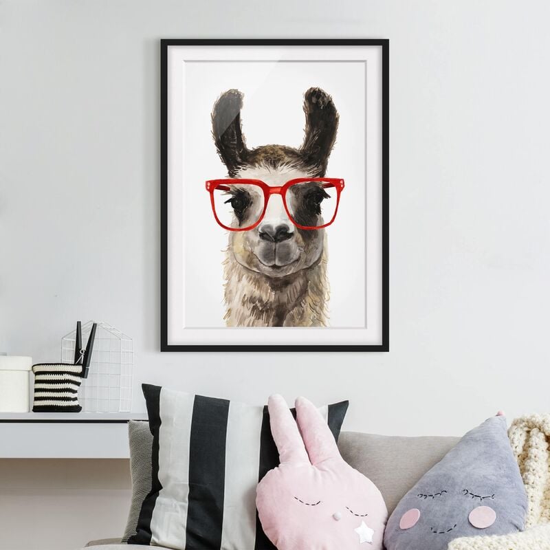 

Póster enmarcado - Hip Lama Con Gli Occhiali Ii Dimensión LxA: 55cm x 40cm, Marco: Negro