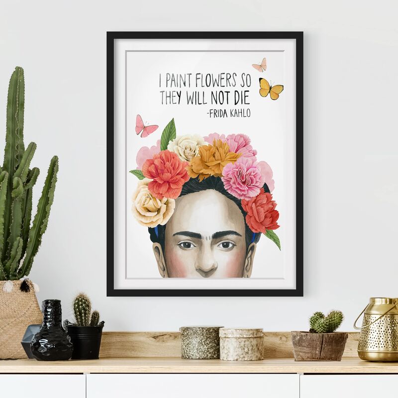 

Póster enmarcado - I Pensieri Di Frida - Fiori Dimensión LxA: 100cm x 70cm, Marco: Negro