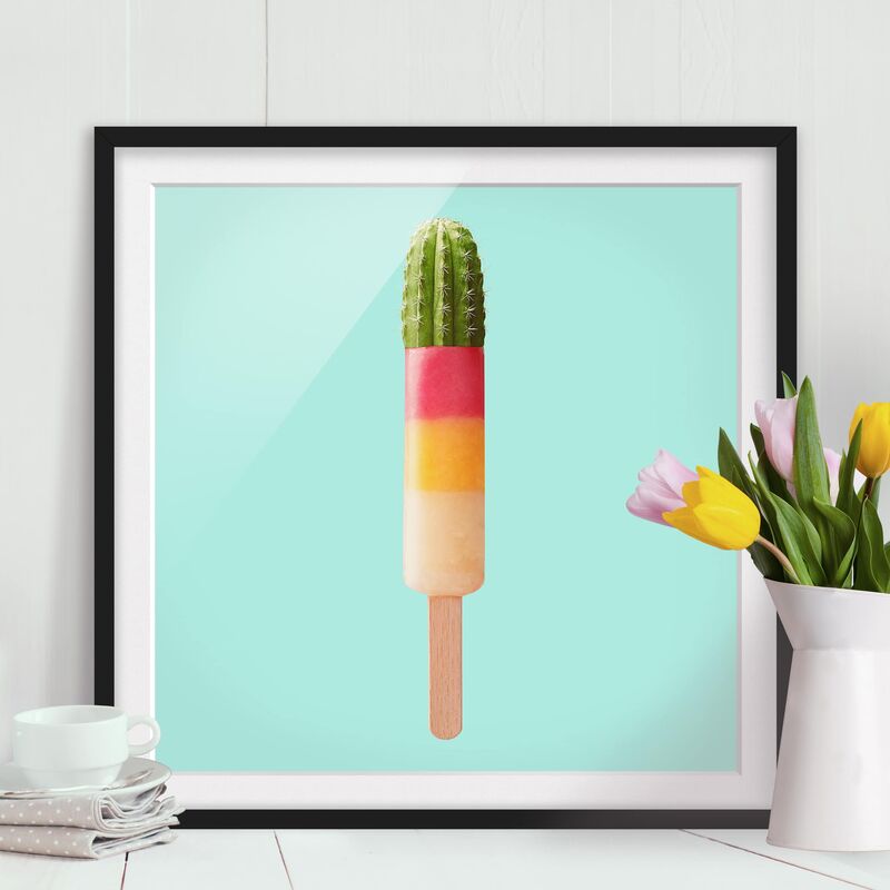 

Póster enmarcado - Ghiaccio Con Cactus Dimensión LxA: 70cm x 70cm, Marco: Negro