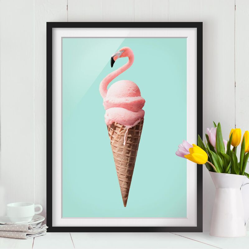 

Póster enmarcado - Ghiaccio Con Flamingo Dimensión LxA: 100cm x 70cm, Marco: Negro