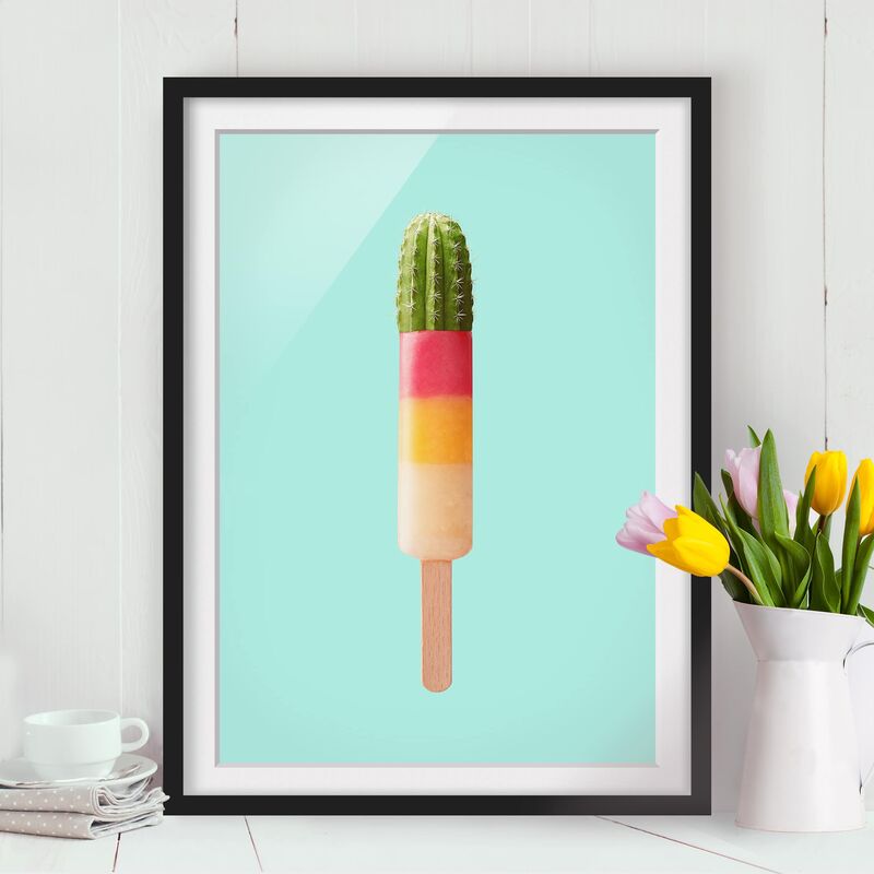 

Póster enmarcado - Ghiaccio Con Cactus Dimensión LxA: 24cm x 18cm, Marco: Negro