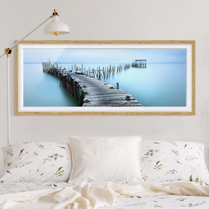 

Póster enmarcado - Il porto di Carrasqueira Dimensión LxA: 40cm x 100cm, Marco: Roble