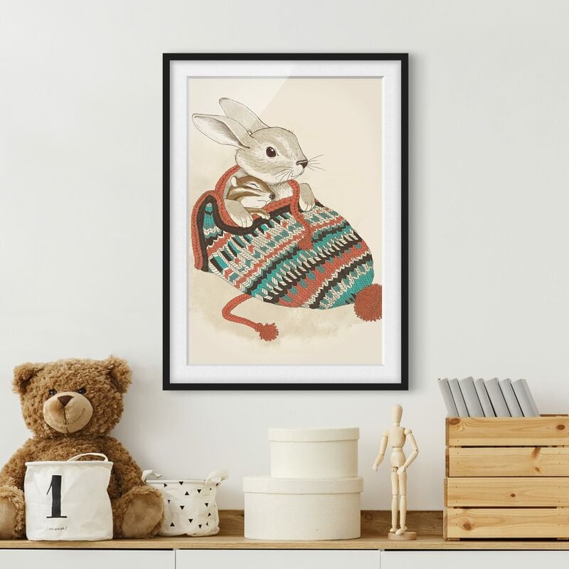 

Póster enmarcado - Illustrazione Cuddly Coniglio In Cappello Dimensión LxA: 55cm x 40cm, Marco: Negro