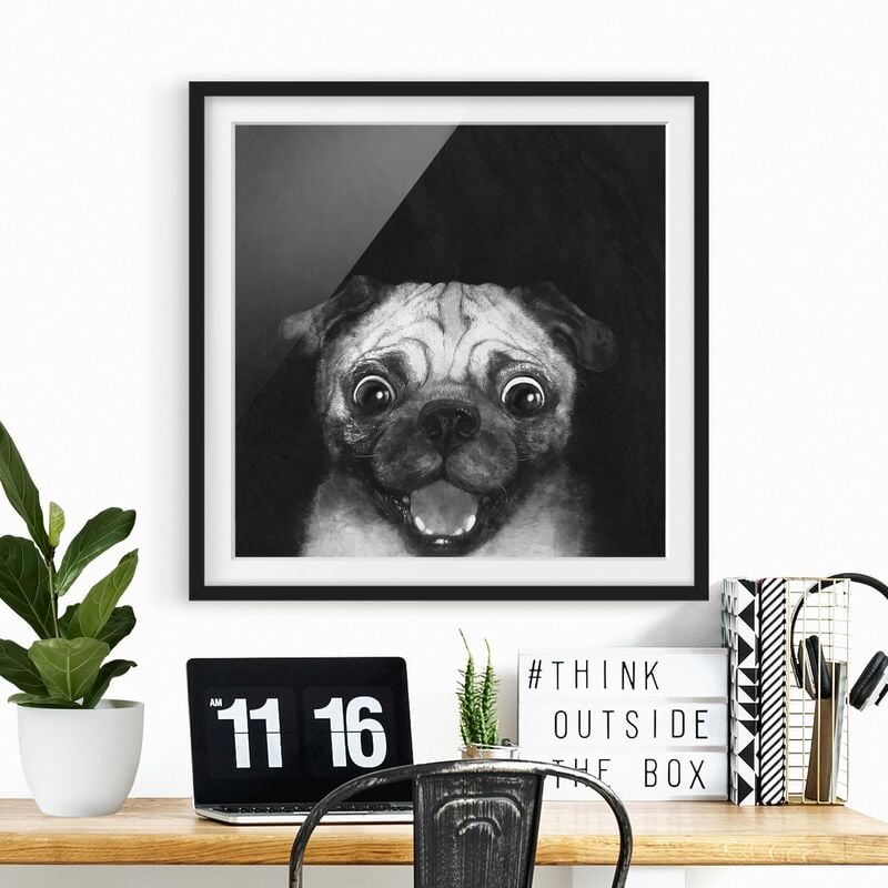 

Póster enmarcado - Illustrazione Pug Dog Pittura Su Bianco e nero Dimensión LxA: 50cm x 50cm, Marco: Negro